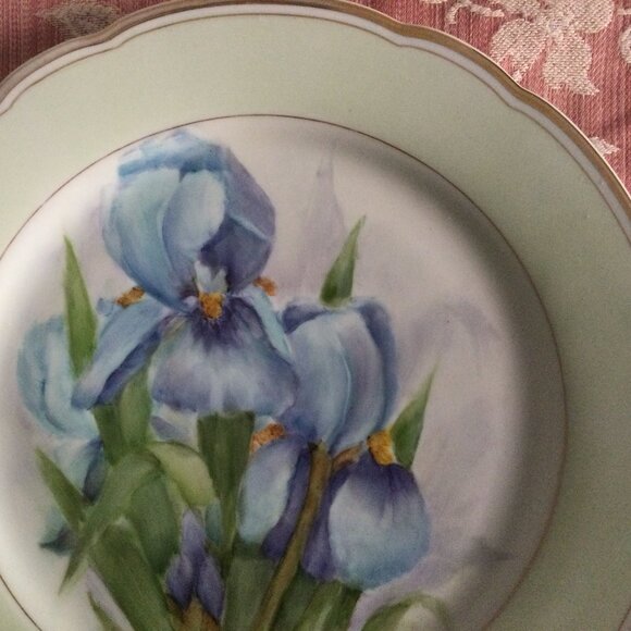 Vintage hand painted plate decorative plate floral gold rim 10" - Picture 2 of 5